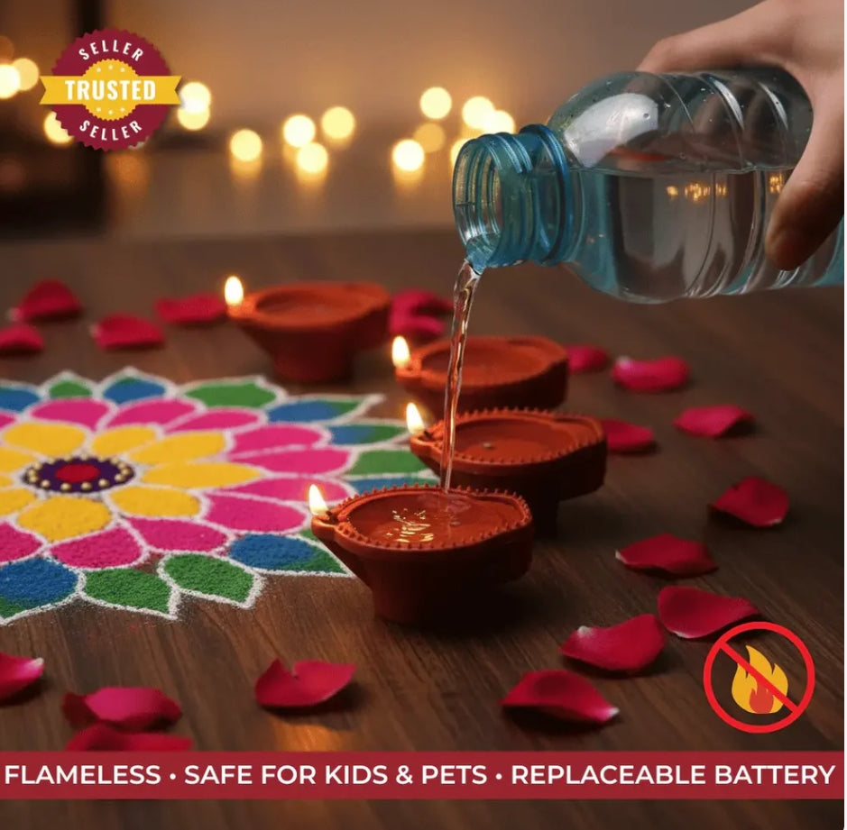 LED Water Sensor Diyas with Ambient Lights (Pack of 12/24/48)👇