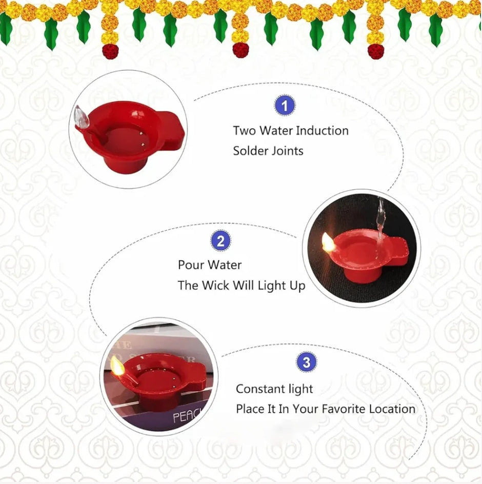 LED Water Sensor Diyas with Ambient Lights (Pack of 12/24/48)👇