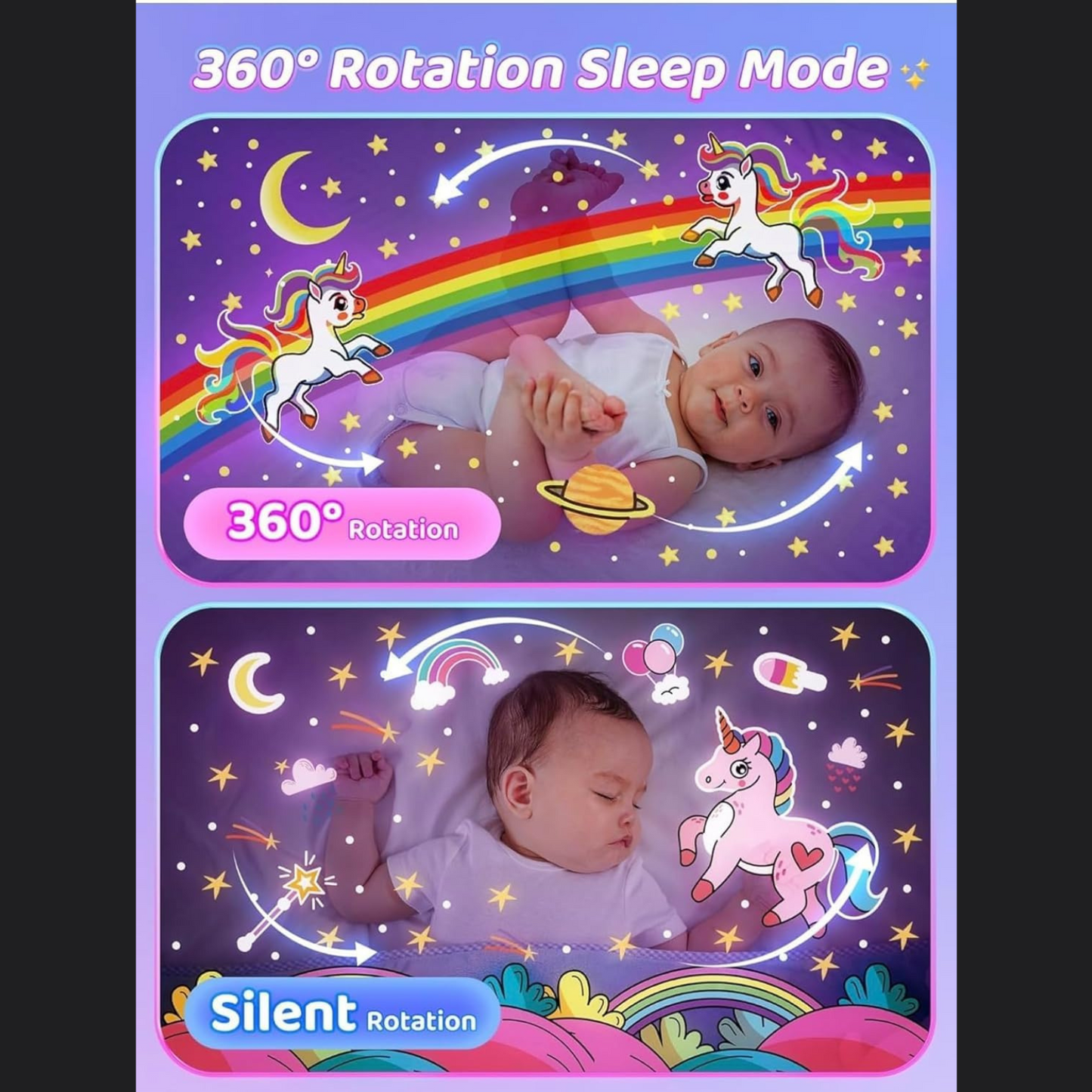 🦄 360° Rotating Room Projector Night Light 🌌